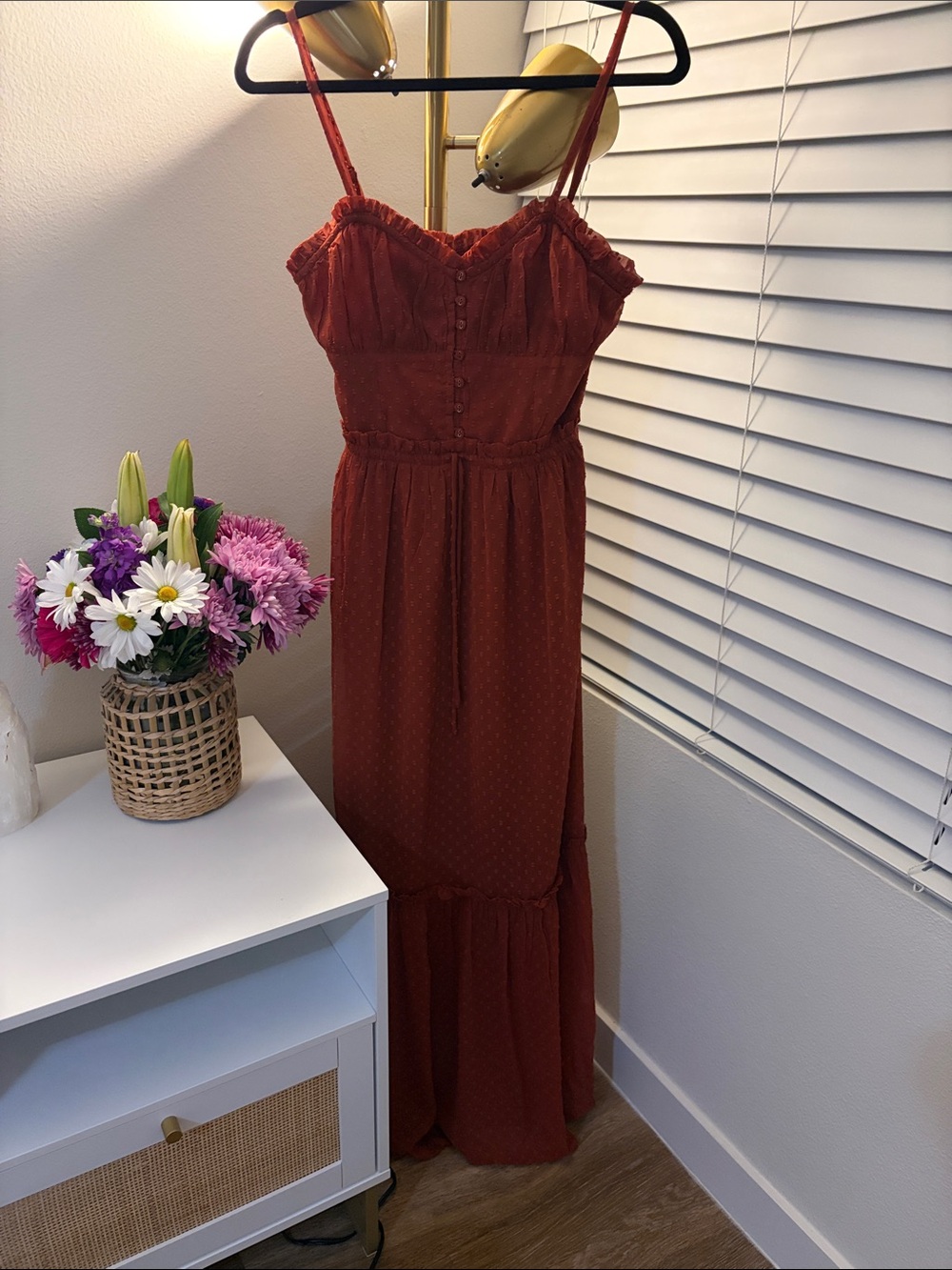 Patron of Peace Women's Terracotta Maxi Sundress with Spaghetti Straps